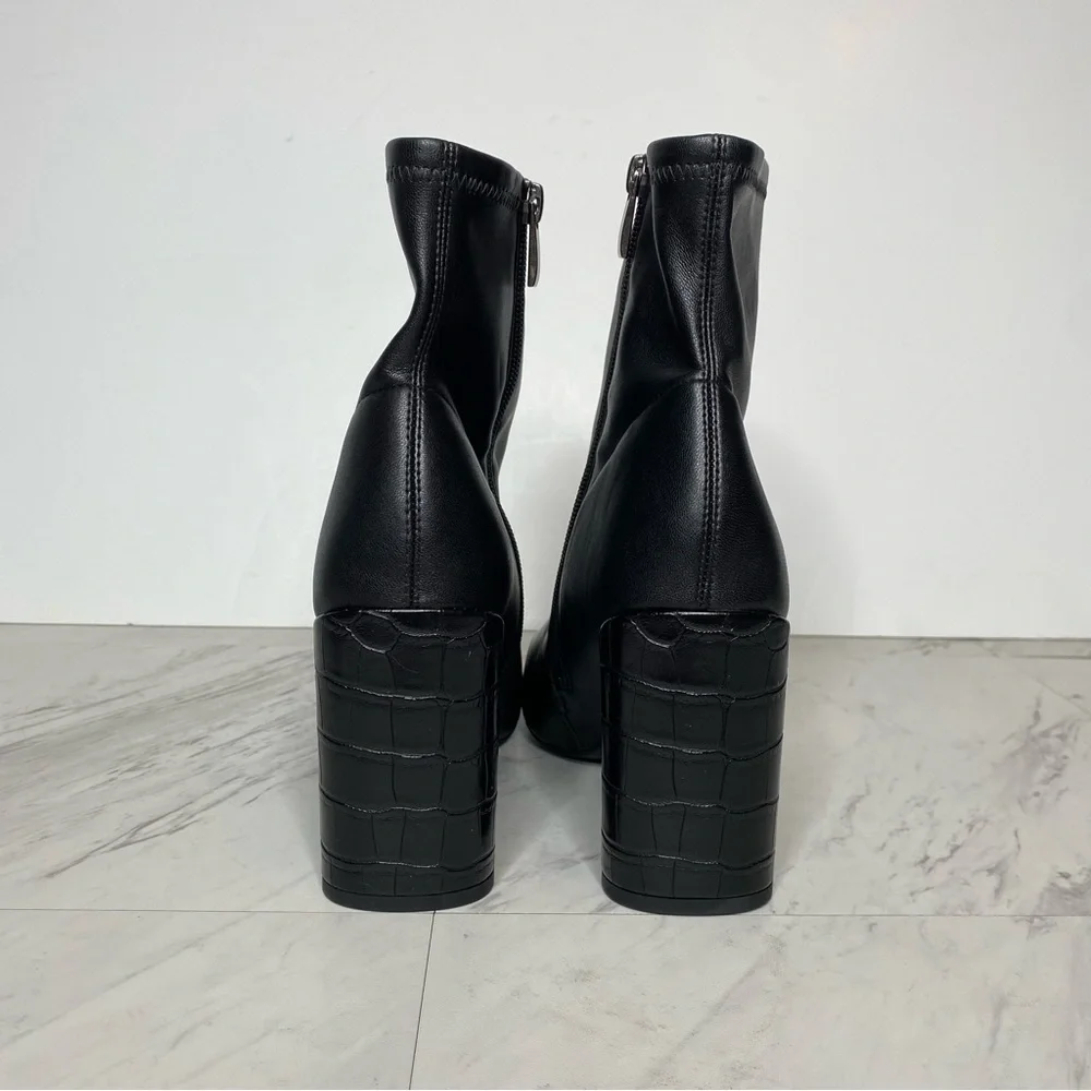 New! Franco Sarto Harmond Black Faux Leather Bootie 8 1/2 W